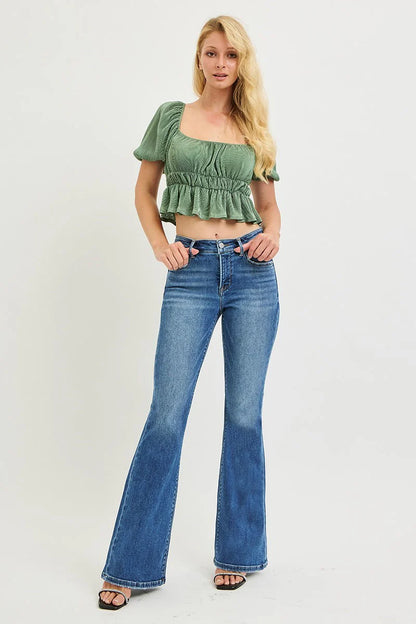 Nina Mid Rise Flare Jeans