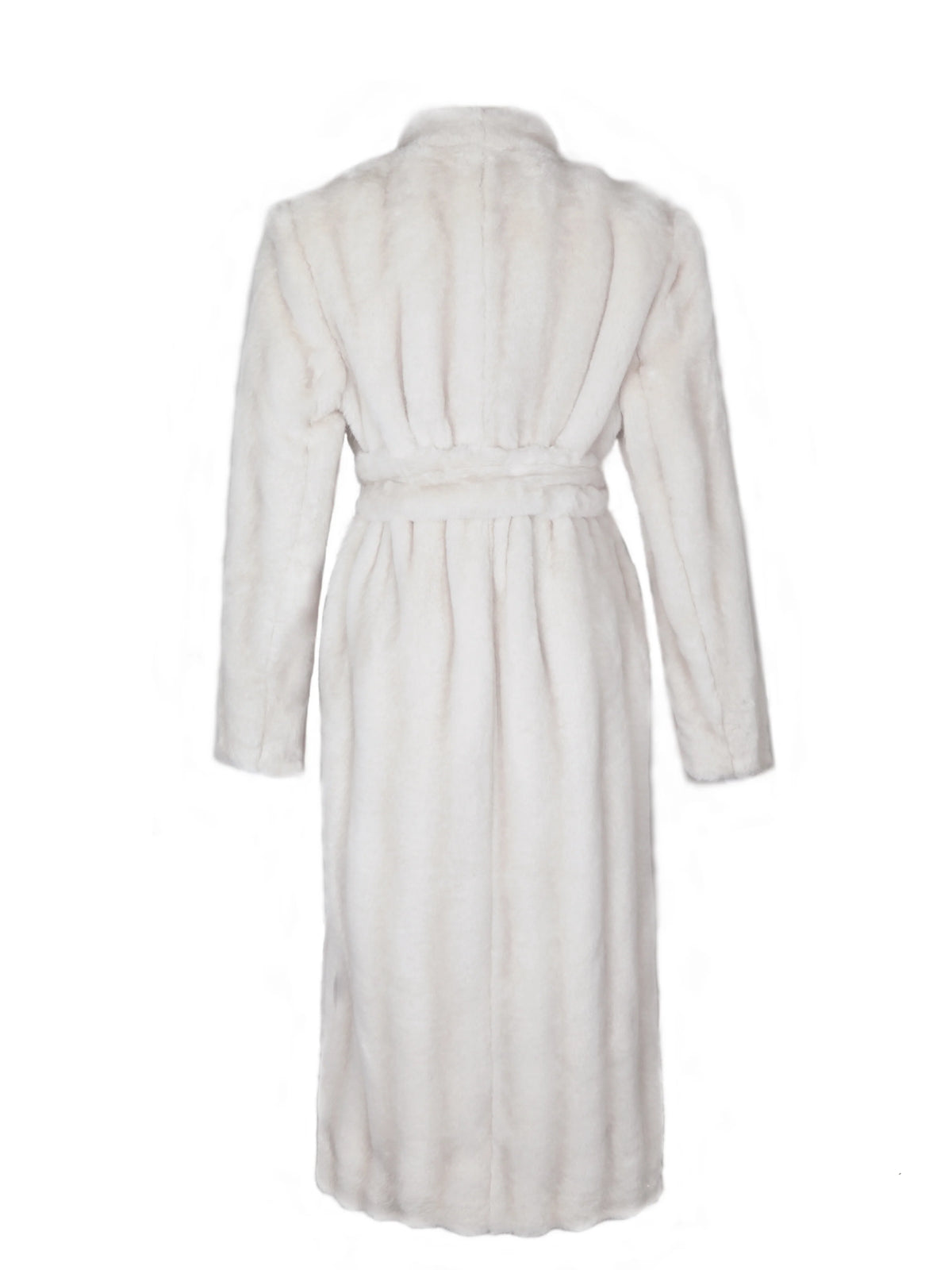Celine Soft White Faux Mink Belted Longline Coat