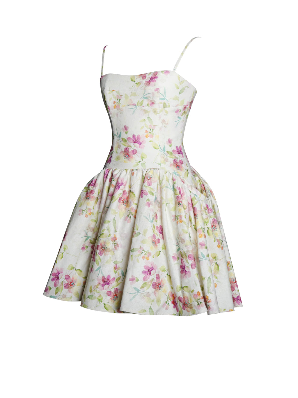 Valda Yellow and Pink Print Linen Mini Dress with Pockets