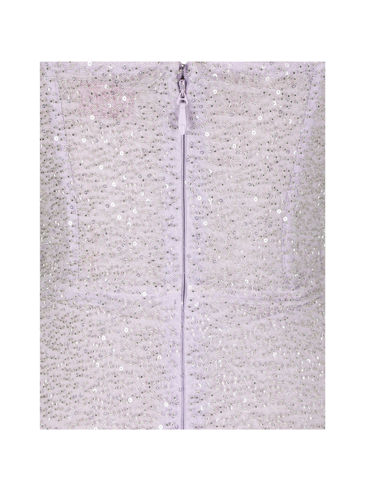 Raylee Lilac Beaded Mesh Strapless Sheath Maxi Dress