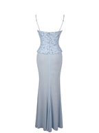 Aurielle Baby Blue Sweetheart Mermaid Peplum Maxi Dress