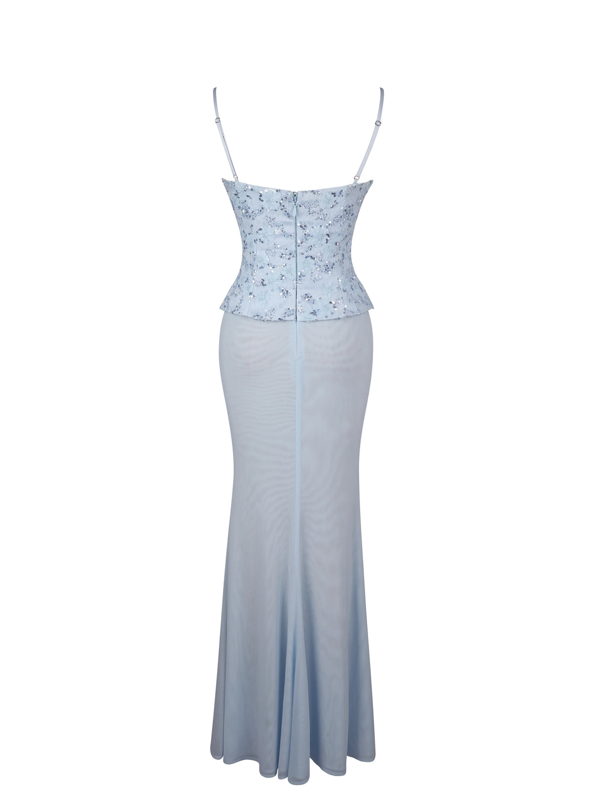 Aurielle Baby Blue Sweetheart Mermaid Peplum Maxi Dress
