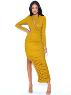 Payson Gold Long Sleeve Metallic Jersey Cutout Dress Archive Sale