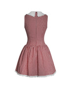 Nala Red Cotton Gingham Peterpan Collar Mini Dress