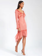 Fiorella Rosy Mauve Satin Rayon Midi Dress Archive Sale
