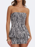Petrine Zebra Linen Print Low Waisted Mini Skirt