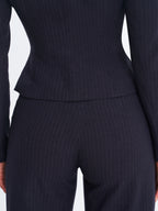 Quinnie Navy Striped High Waisted Straight Leg Pants