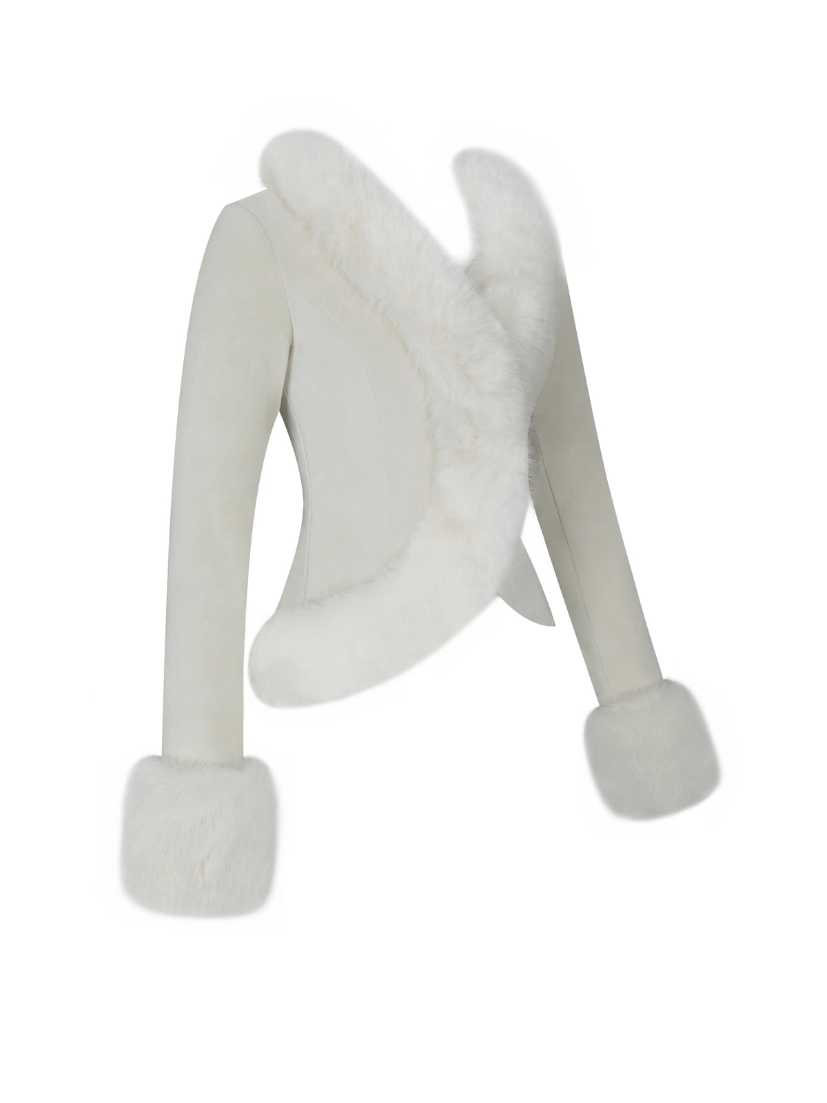 Adrian Cream Soft Leather Fur Trimmed Top