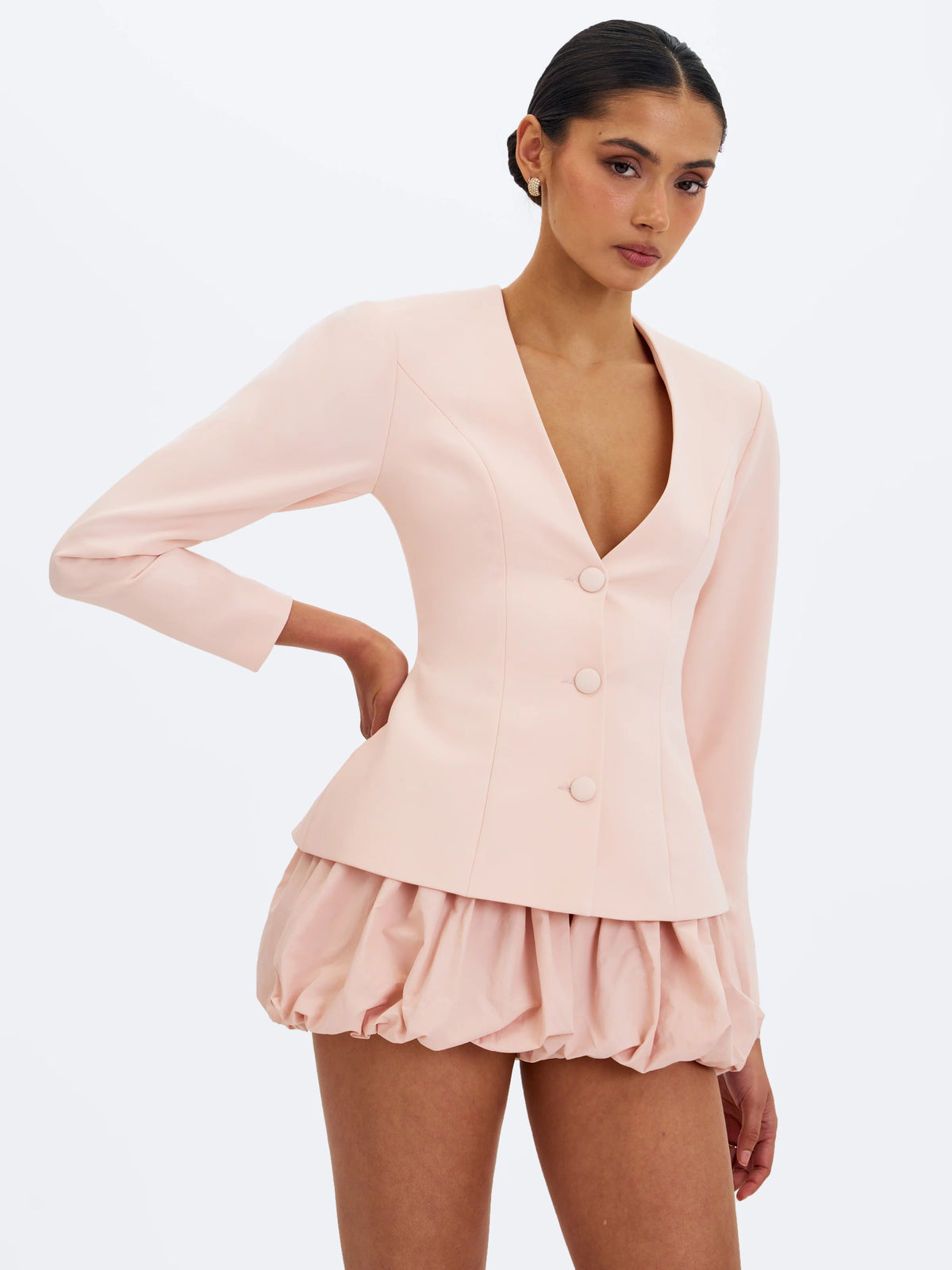 Savina Tulip Pink Taffeta Bubble Shorts