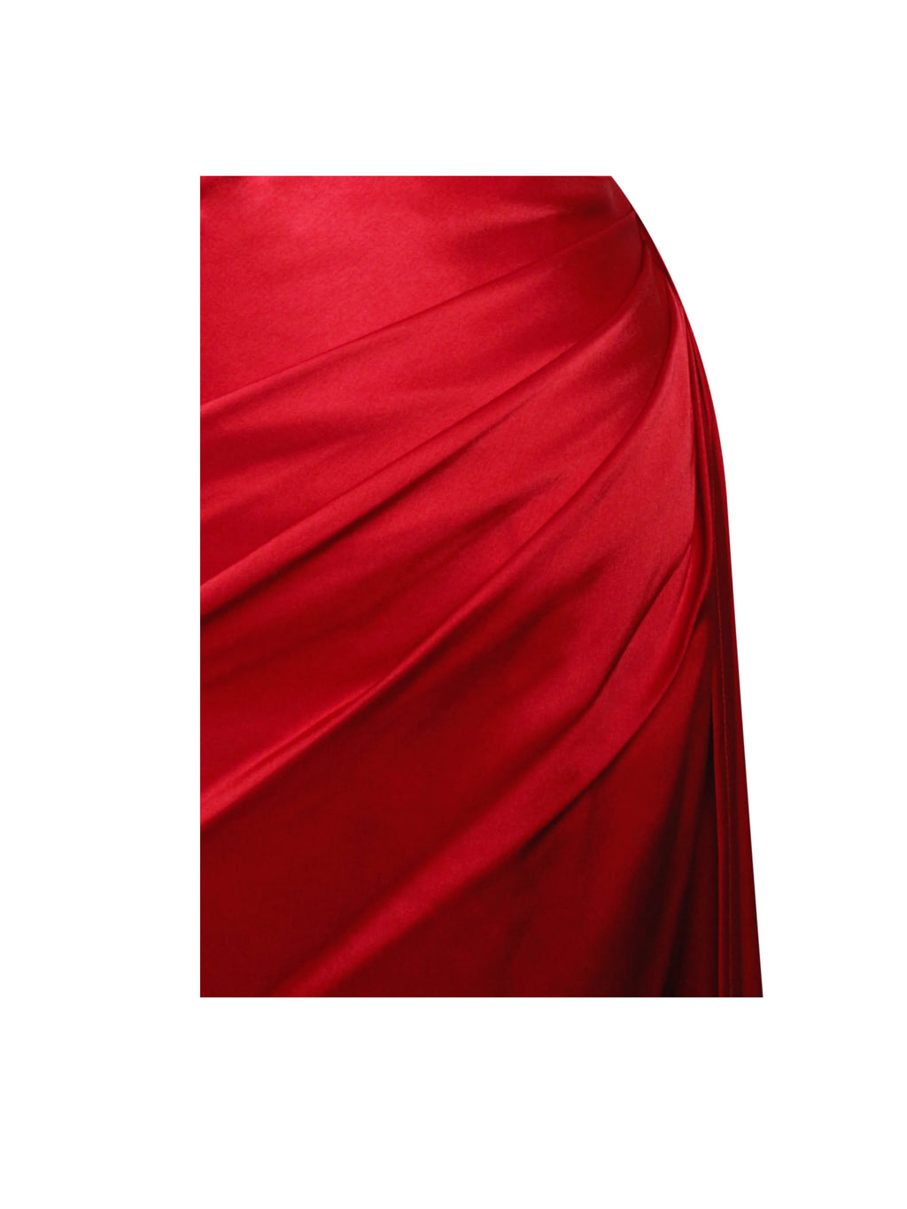 Zayda Red High Slit Corset Satin Gown Archive Sale