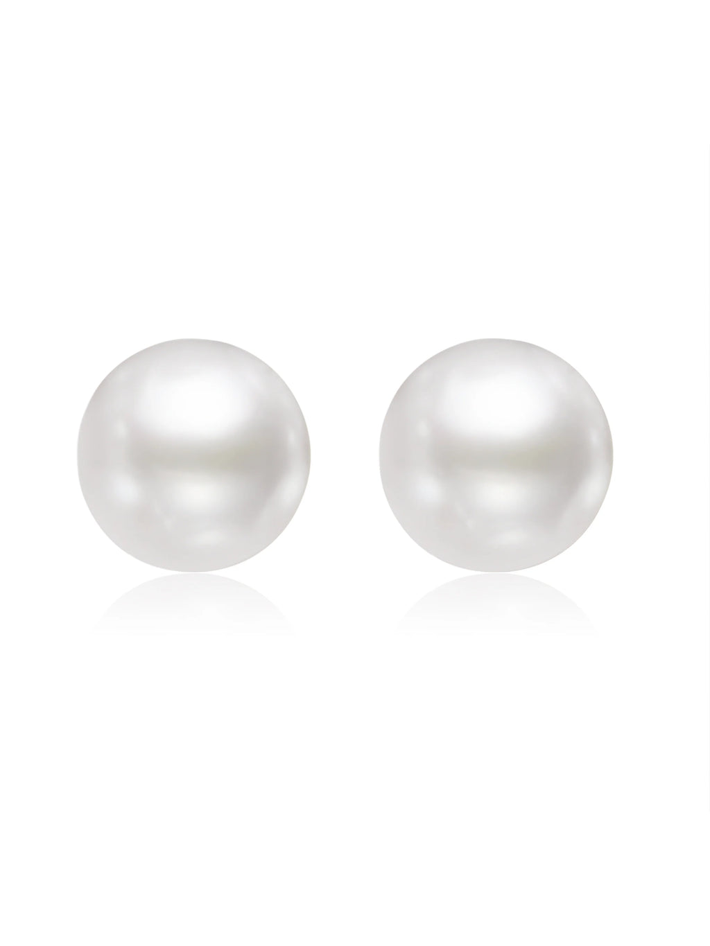 Miss Circle Freshwater Pearl White Gold Vermeil Studs