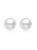 Miss Circle Freshwater Pearl White Gold Vermeil Studs