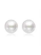 Miss Circle Freshwater Pearl White Gold Vermeil Studs