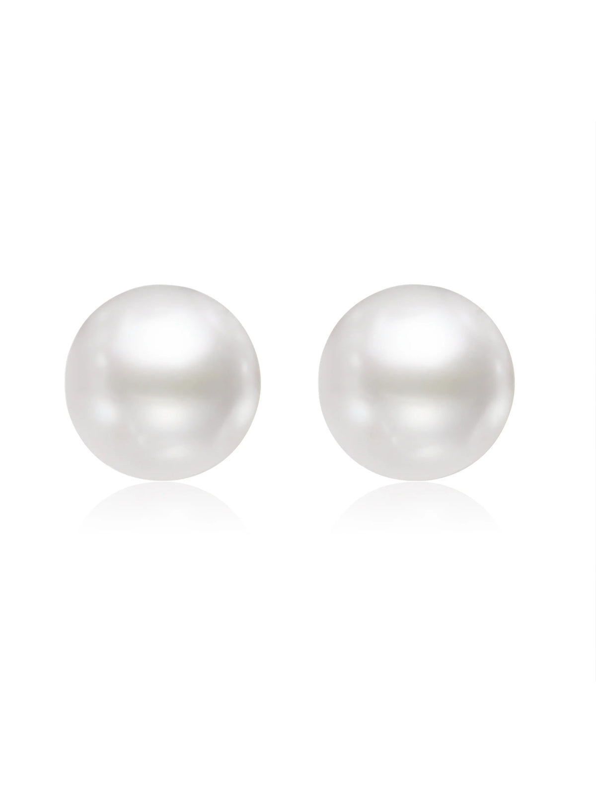 Miss Circle Freshwater Pearl White Gold Vermeil Studs