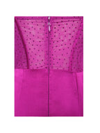 Holly Fuchsia Crystallized Corset High Slit Satin Gown Archive Sale
