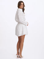 Quintina White Embroidered Cotton Gauze Button Down Shirt