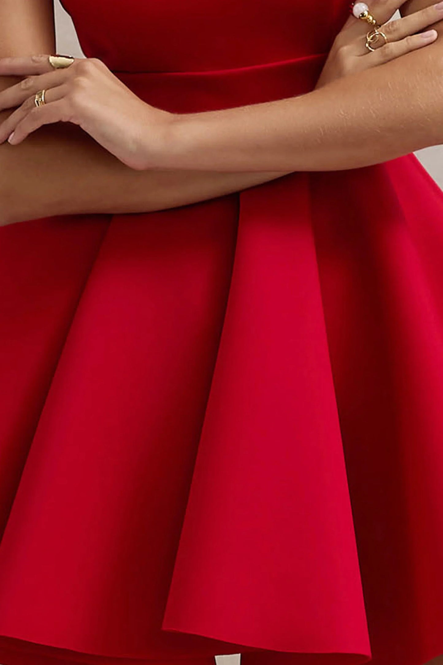 Waverly Red Racer Neck Sleeveless Skater Mini Dress