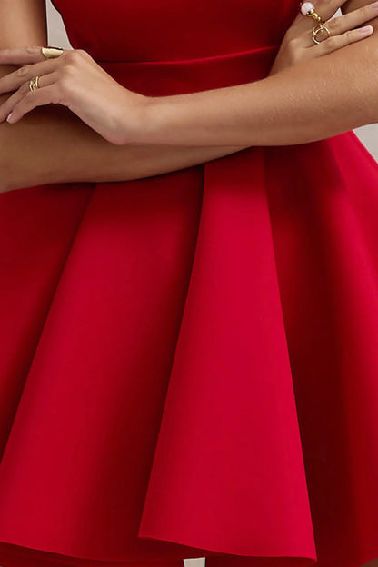 Waverly Red Racer Neck Sleeveless Skater Mini Dress