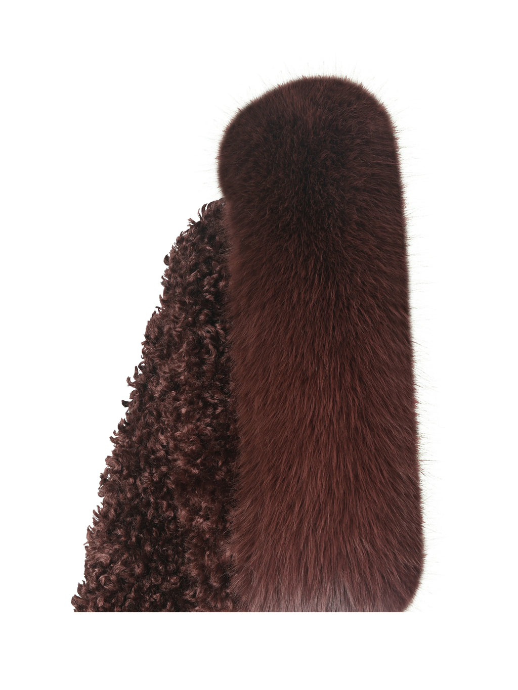 Kali Mahogany Cropped Vegan Shearling Fur Jacket
