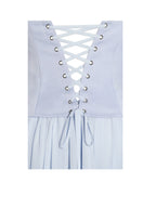 Qianna Baby Blue Peplum Drop Waist Chiffon Gown