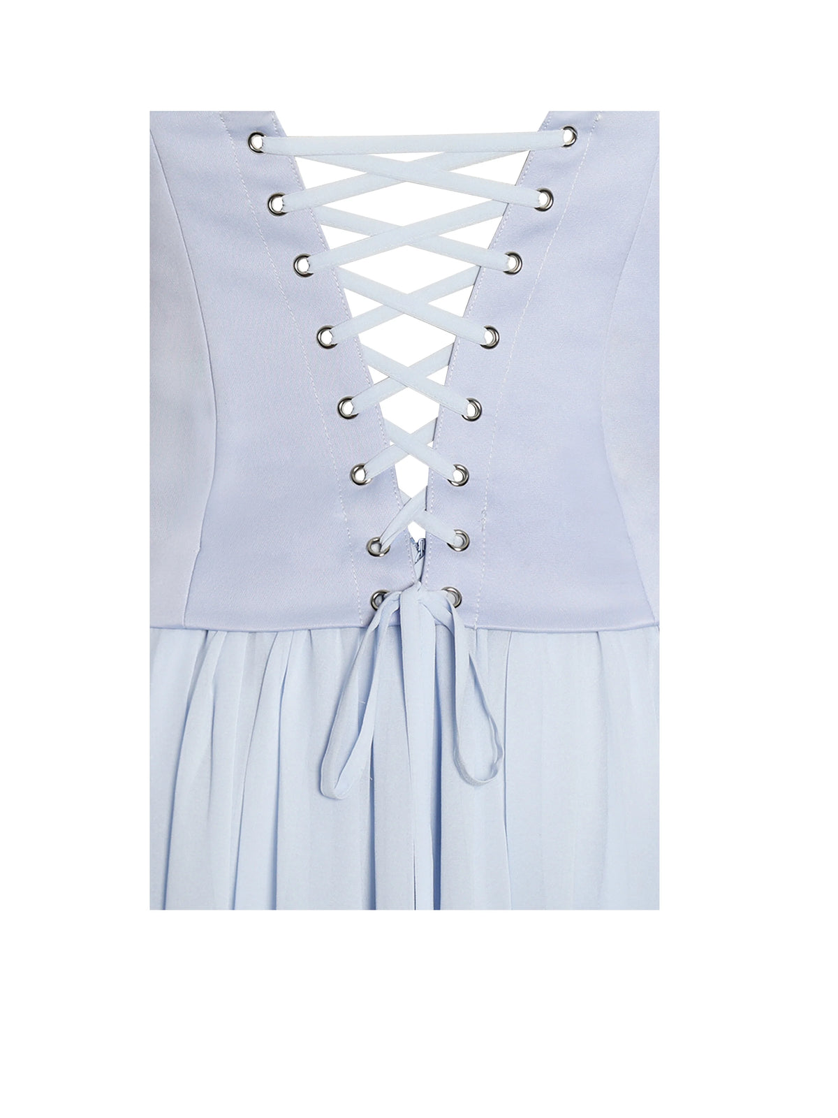 Qianna Baby Blue Peplum Drop Waist Chiffon Gown