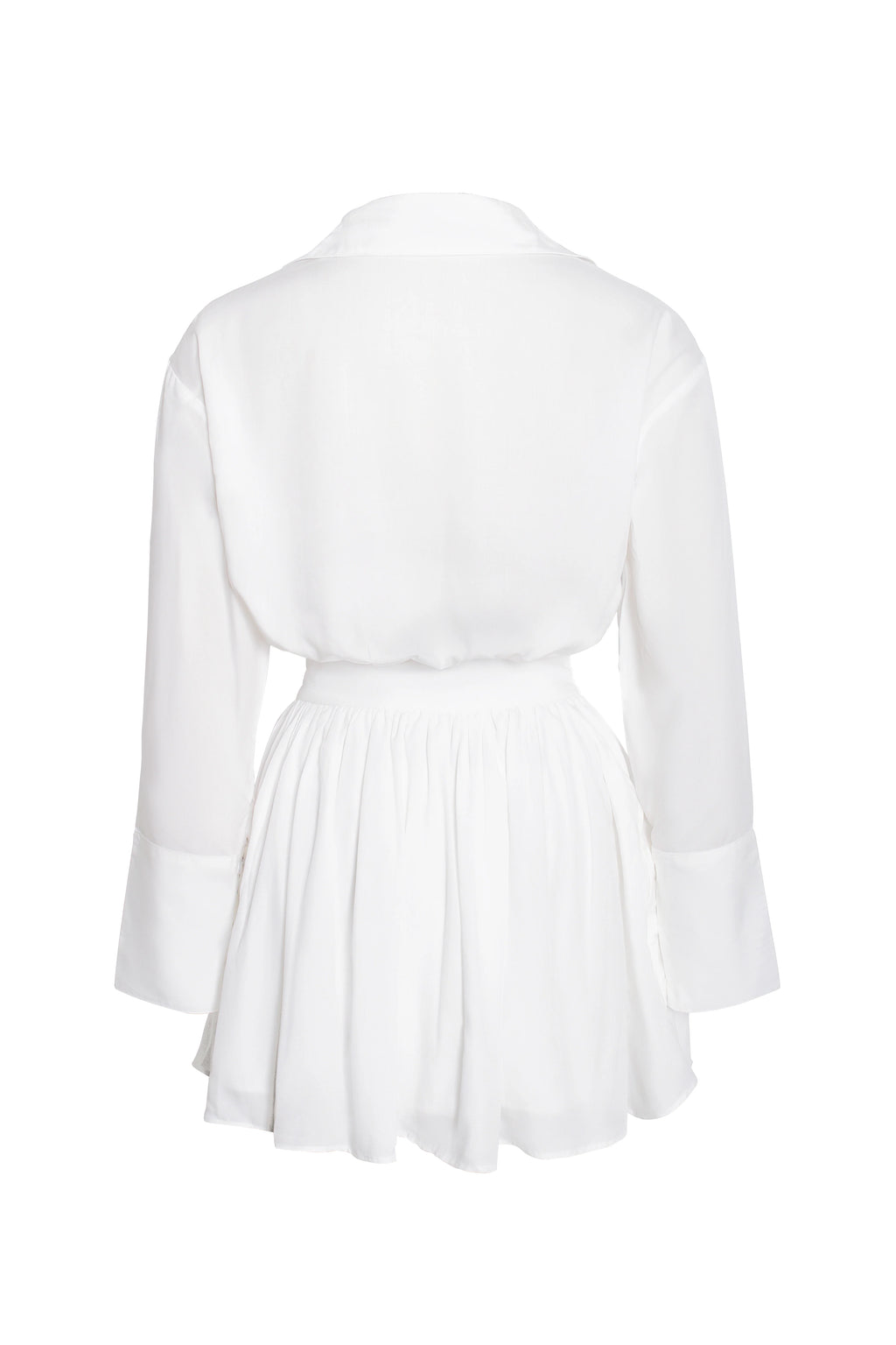 Jamila White Lyocell Embroidered Shirt Mini Dress
