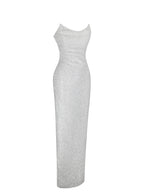 Myra White Beaded Mesh Strapless Wedding Dress
