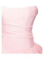 Oletta Pink Cotton Poplin Corset Strapless Bubble Hem Mini Dress