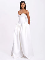 Naila Lace Trim Strapless Drop Waist Wedding Gown