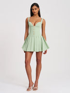 Tala Pistachio Green Sleeveless Pleated Preppy Mini Dress Archive Sale