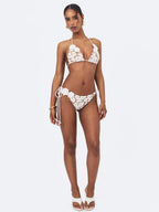 Lela White Floral Crochet Side Tie Bikini Bottom