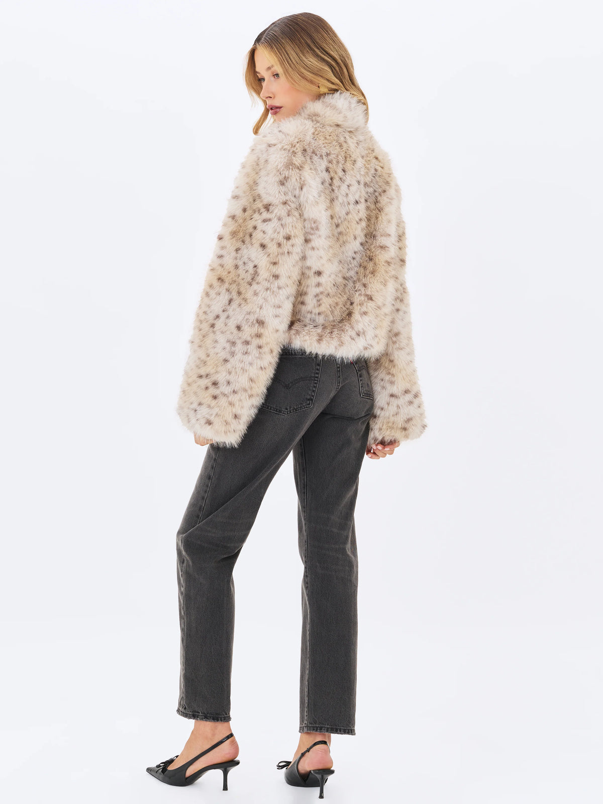 Margot Faux Cheetah Fur Jacket with Pockets