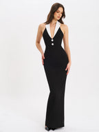 Raelyn Black and White Business Casual Maxi Dress