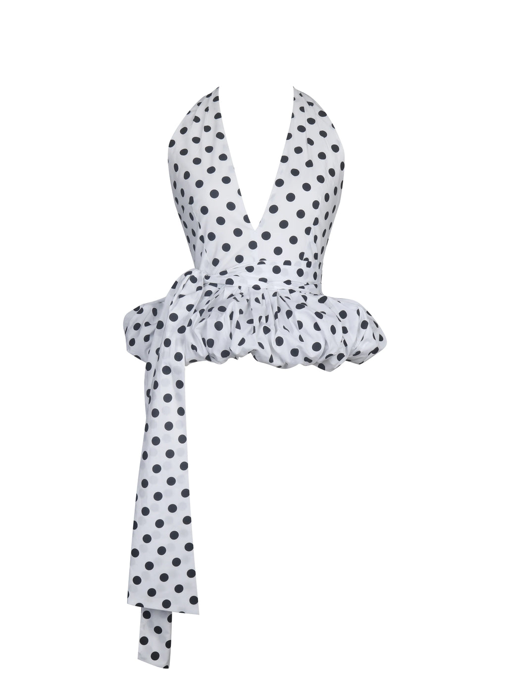 Ilene Polka Dot Cotton Poplin Bubble Hem Halter Top