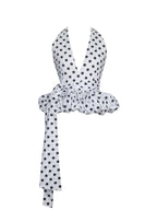 Ilene Polka Dot Cotton Poplin Bubble Hem Halter Top