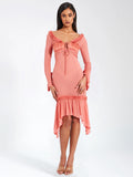 Fiorella Rosy Mauve Satin Rayon Midi Dress Archive Sale