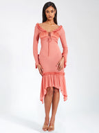Fiorella Rosy Mauve Satin Rayon Midi Dress Archive Sale