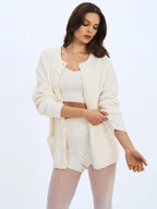 Sera White Wool Blend Ribbed Knit Mini Shorts