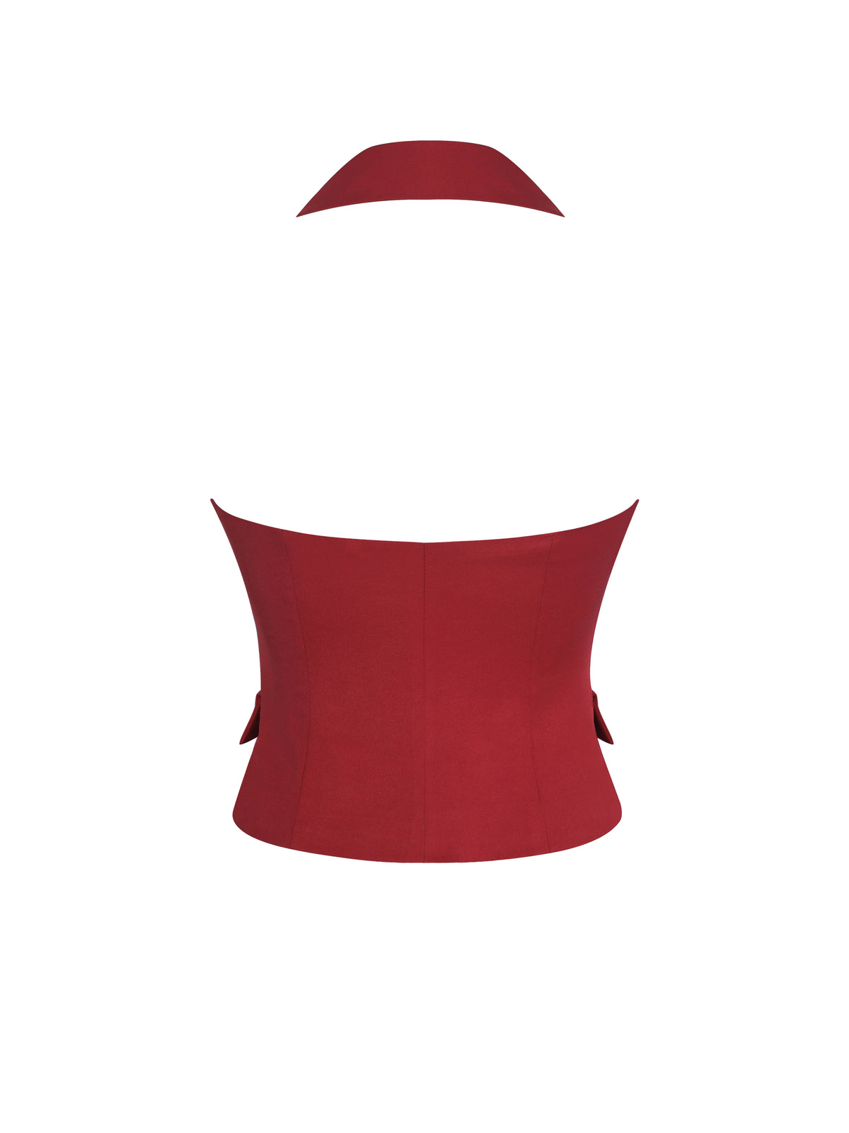 Ursella Crimson Halter Single Breasted Lapel Top