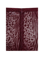 Halia Burgundy Animal Print Burnout Velvet Fur Trim Skirt