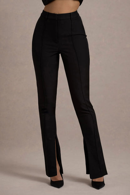 Wonder Woman Black High Waist Tailored Trousers With Hem Split