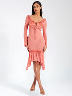 Fiorella Rosy Mauve Satin Rayon Midi Dress Archive Sale