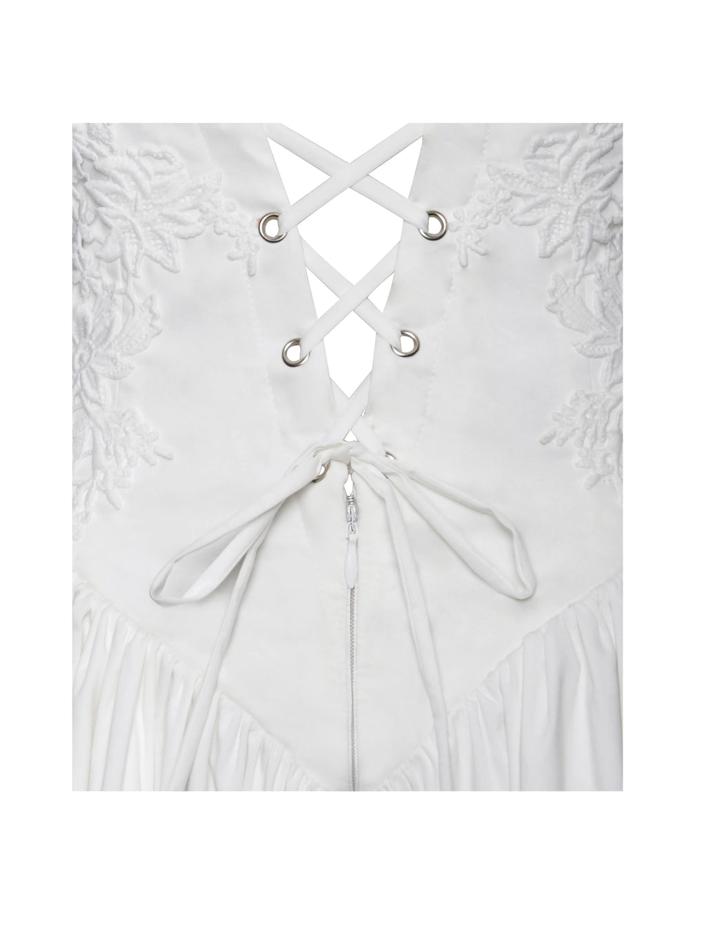 Kadi White Cotton Poplin Drop Waist Corset Mini Dress