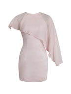 Umeko Tulip Pink Asymmetrical Cape Mini Dress