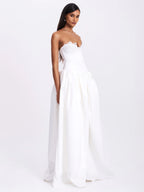 Naila Lace Trim Strapless Drop Waist Wedding Gown