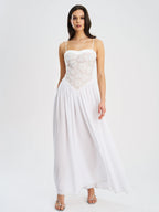 Ucille White Embroidered Chiffon Maxi Dress Archive Sale