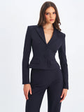 Quinne Navy Striped Single Breasted Peplum Blazer