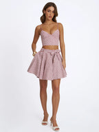 Xolani Red White Striped Linen Mini Skirt