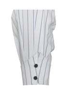 Palina Pinstripes Cotton Poplin Pleated Midi Preppy Shirt Dress