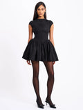 Jacqueline Backless Black Mini Puffy Suede Dress Archive Sale